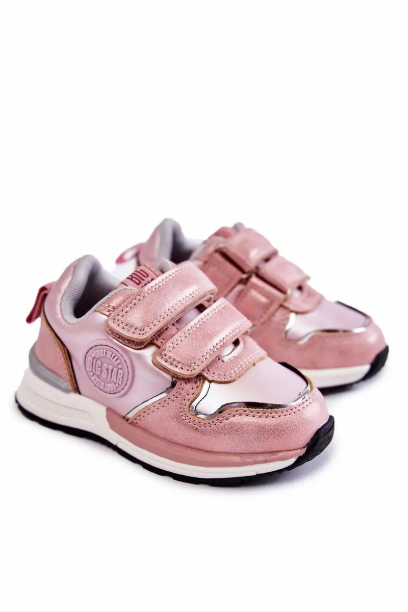 Back To School>Big Star Shoes Dziecięce Buty Sportowe Rzepy Memory Foam System Big Star KK374180 Różowe Różowy