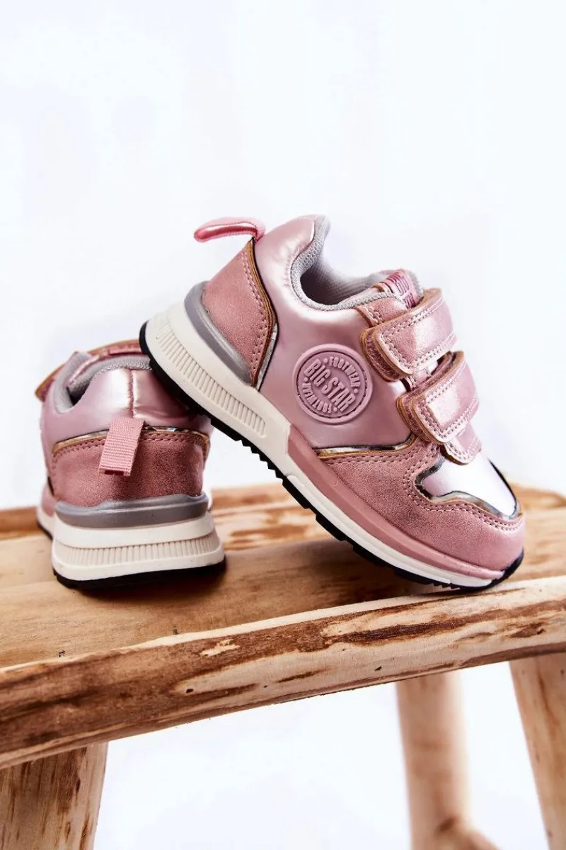 Back To School>Big Star Shoes Dziecięce Buty Sportowe Rzepy Memory Foam System Big Star KK374180 Różowe Różowy