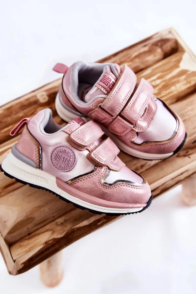 Back To School>Big Star Shoes Dziecięce Buty Sportowe Rzepy Memory Foam System Big Star KK374180 Różowe Różowy