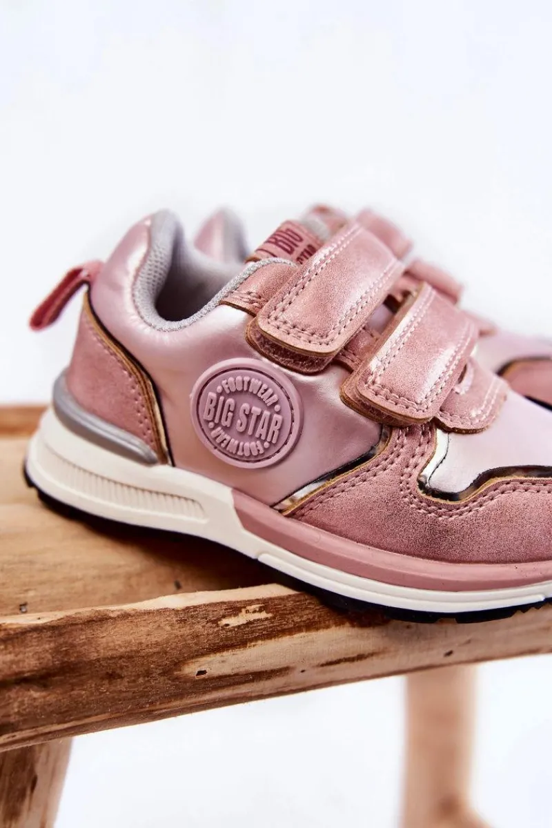 Back To School>Big Star Shoes Dziecięce Buty Sportowe Rzepy Memory Foam System Big Star KK374180 Różowe Różowy