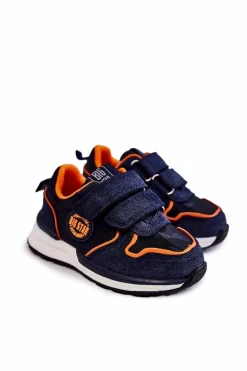 Best Big Star Shoes Dziecięce Buty Sportowe Rzepy Memory Foam System Big Star KK374183 Granatowe Niebieski