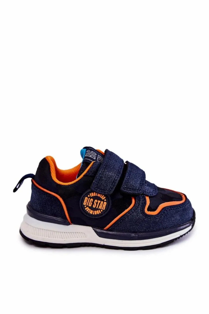 Best Big Star Shoes Dziecięce Buty Sportowe Rzepy Memory Foam System Big Star KK374183 Granatowe Niebieski