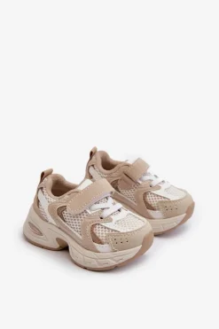 Chłopięce|Dziewczęce></noscript>Boto Dziecięce Buty Sportowe Sneakersy Na Rzep Beżowe Rulagia Beżowy