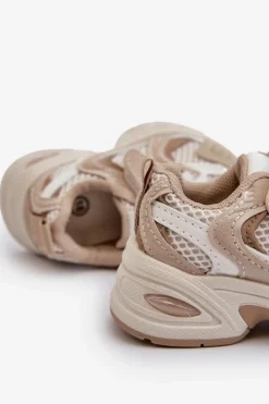 Chłopięce|Dziewczęce></noscript>Boto Dziecięce Buty Sportowe Sneakersy Na Rzep Beżowe Rulagia Beżowy