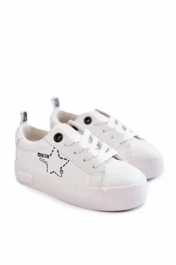 Back To School>Big Star Shoes Dziecięce Buty Sportowe Sznurowane Big Star KK374222 Białe Biały