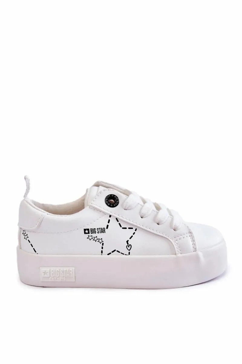 Back To School>Big Star Shoes Dziecięce Buty Sportowe Sznurowane Big Star KK374222 Białe Biały