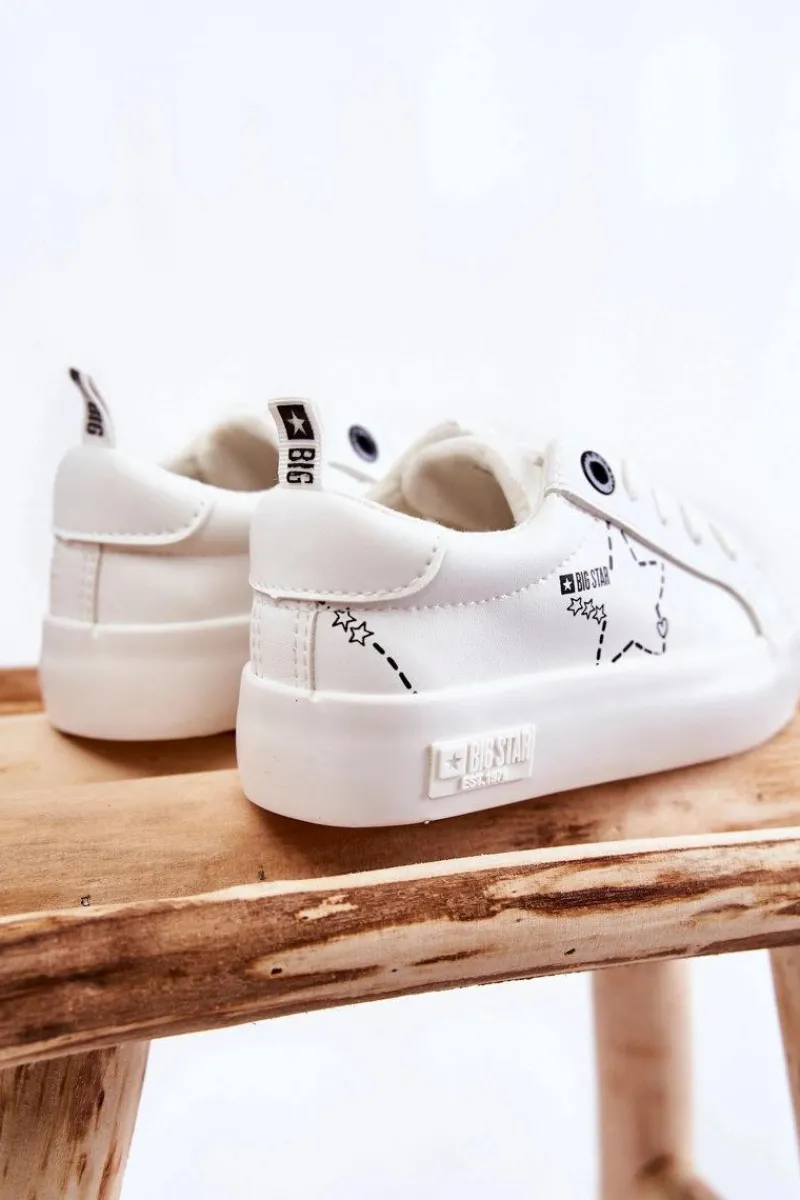 Back To School>Big Star Shoes Dziecięce Buty Sportowe Sznurowane Big Star KK374222 Białe Biały