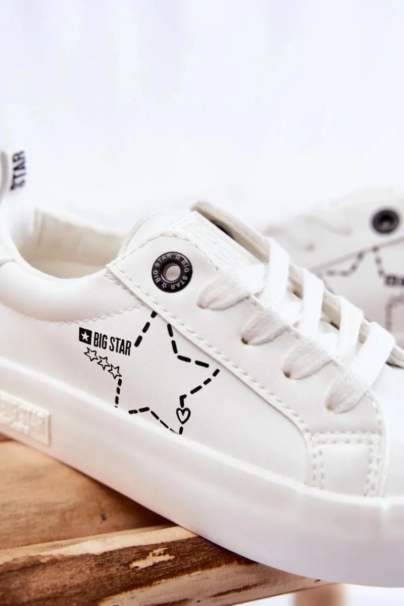 Back To School>Big Star Shoes Dziecięce Buty Sportowe Sznurowane Big Star KK374222 Białe Biały