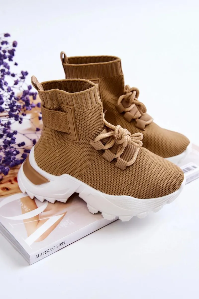 Clearance Dziecięce Buty Sportowe Wysoka Skarpeta Beżowe Nickie Dzieci Chłopięce|Dziewczęce