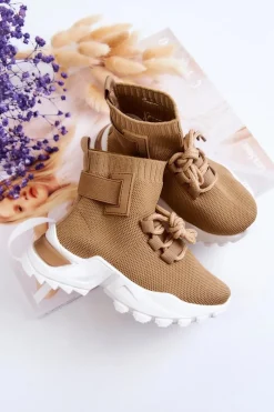 Clearance Dziecięce Buty Sportowe Wysoka Skarpeta Beżowe Nickie Dzieci Chłopięce|Dziewczęce