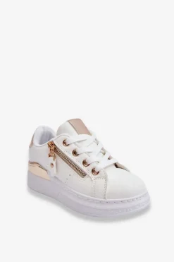 Online Boto Dziecięce Buty Sportowe Z Ozdobnym Zamkiem Biało-Złote Rocco