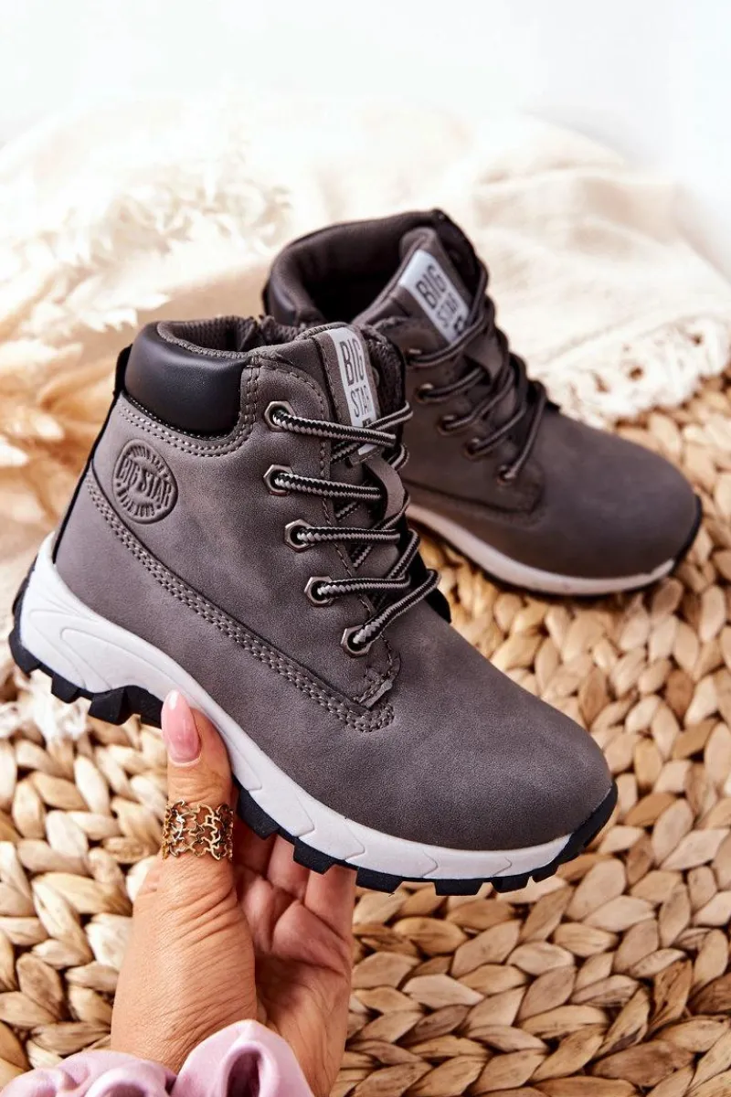 Online Dziecięce Buty Trekkingowe Big Star II374102 Szary Dzieci Chłopięce