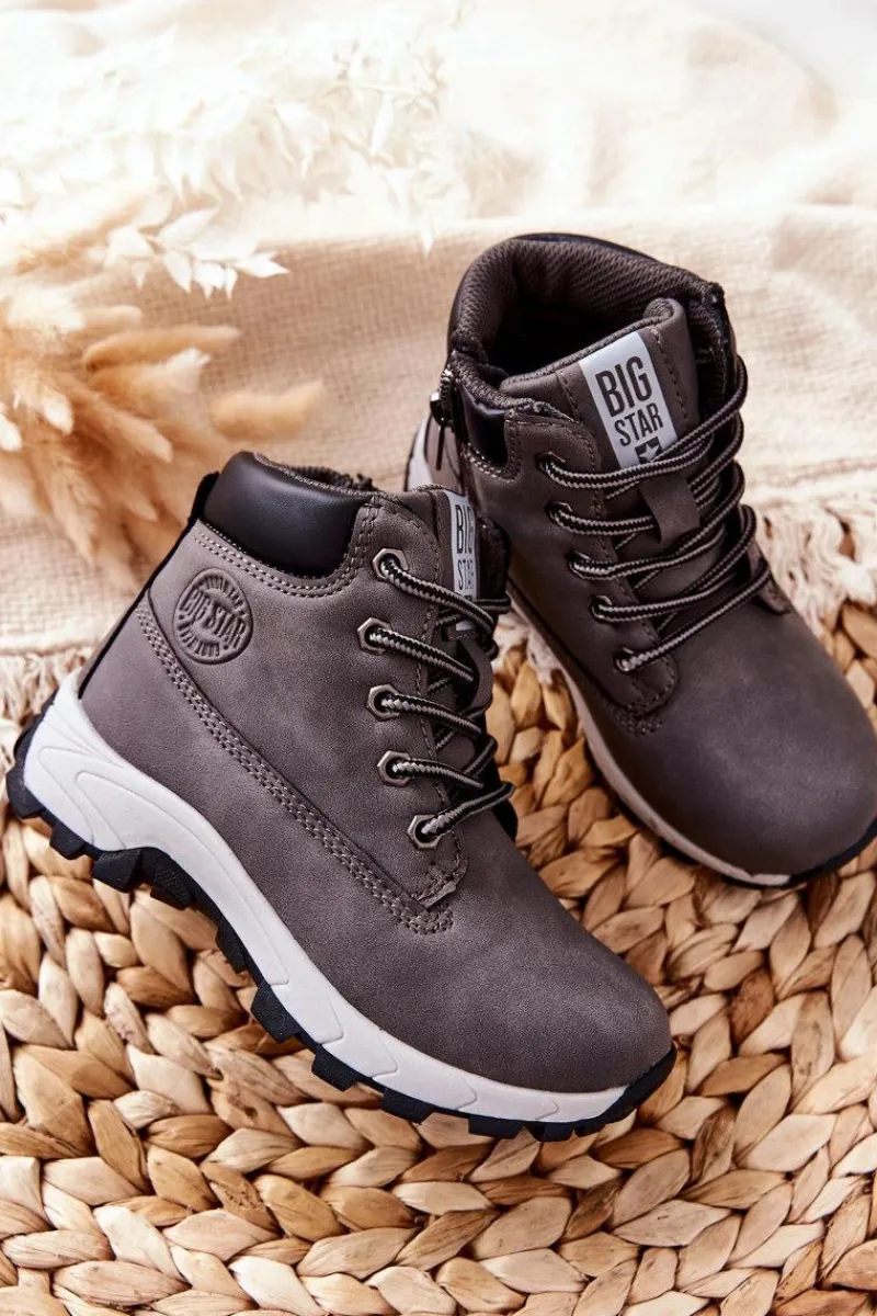 Online Dziecięce Buty Trekkingowe Big Star II374102 Szary Dzieci Chłopięce