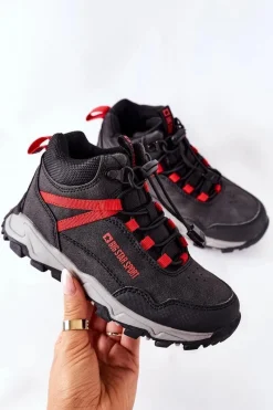 Chłopięce|Chłopięce>Big Star Shoes Dziecięce Buty Trekkingowe Big Star GG374046 Czarne