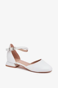 Outlet Dziecięce Błyszczące Sandałki Na Niskim Obcasie Białe Nelly Dzieci Dziewczęce