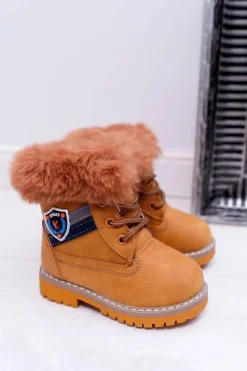Chłopięce>Boto Dziecięce Chłopięce Botki Ocieplane Futerkiem Trapery Camel Cobi