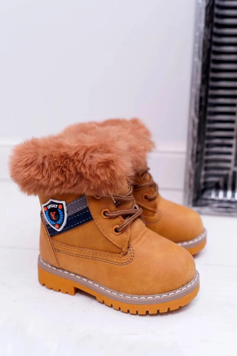 Chłopięce>Boto Dziecięce Chłopięce Botki Ocieplane Futerkiem Trapery Camel Cobi