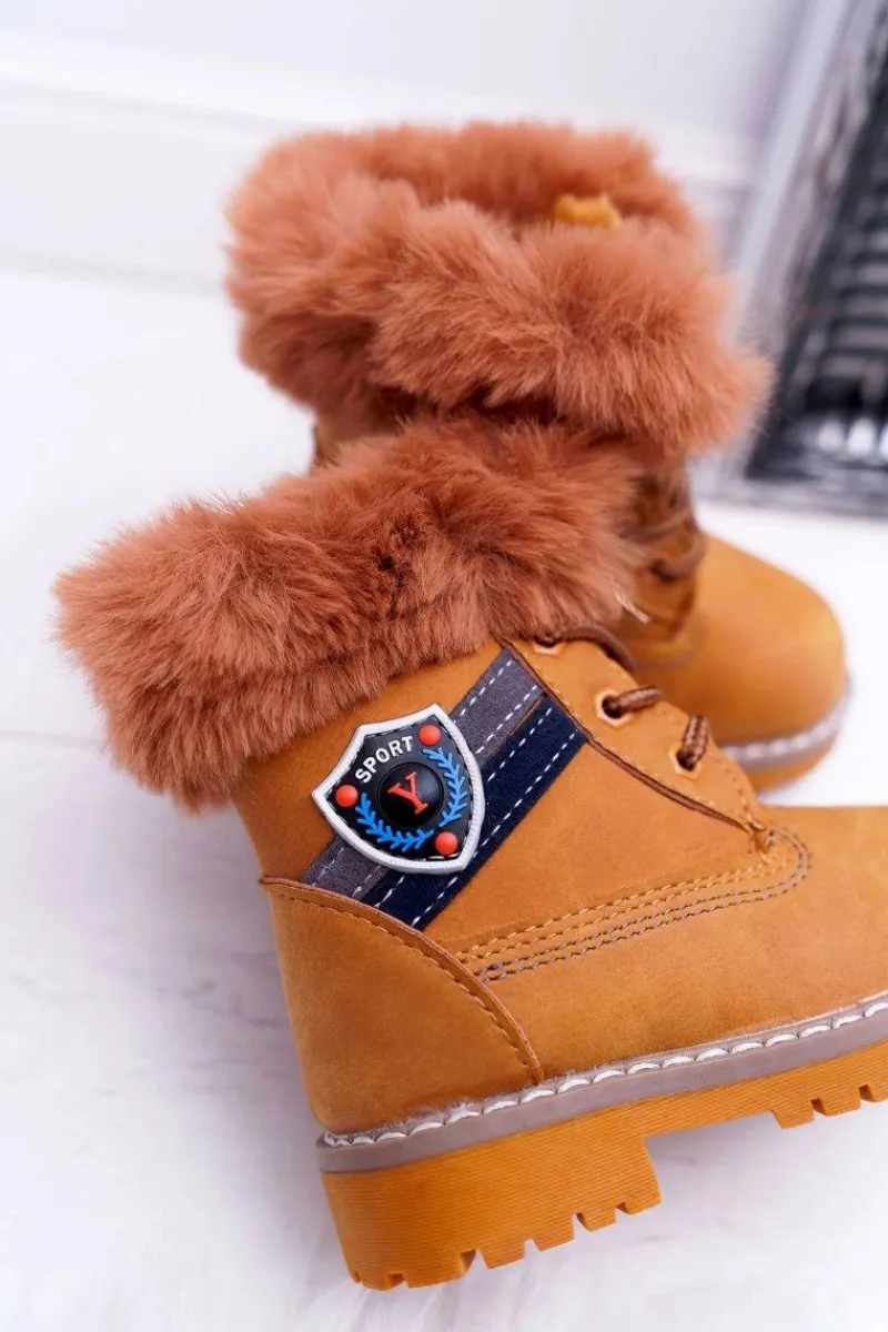 Chłopięce>Boto Dziecięce Chłopięce Botki Ocieplane Futerkiem Trapery Camel Cobi