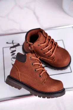 Online Boto Dziecięce chłopięce trapery botki brązowe Moa