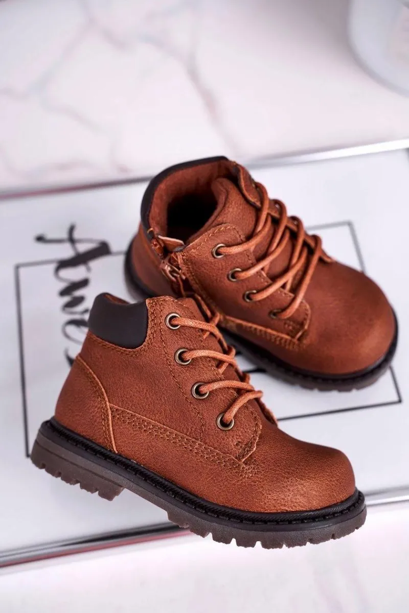 Online Boto Dziecięce chłopięce trapery botki brązowe Moa