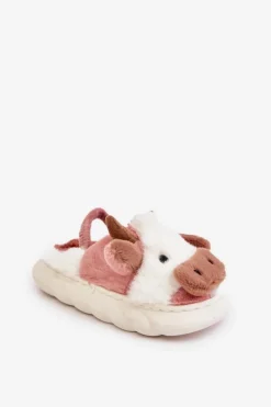 Best Boto Dziecięce Futrzane Kapcie Z Motywem Krowy Różowe Tamorrin
