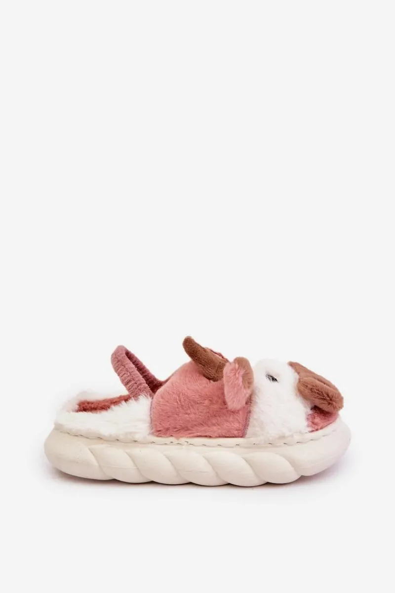 Best Boto Dziecięce Futrzane Kapcie Z Motywem Krowy Różowe Tamorrin