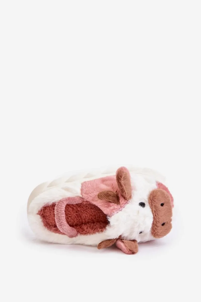 Best Boto Dziecięce Futrzane Kapcie Z Motywem Krowy Różowe Tamorrin