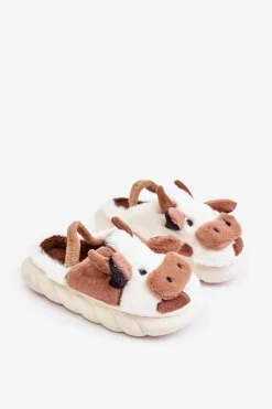 Discount Boto Dziecięce Futrzane Kapcie Z Motywem Krowy Brązowe Tamorrin