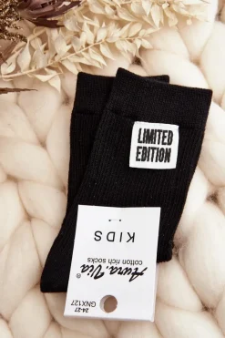 Best Aura.via Dziecięce Gładkie Skarpetki Z Naszywką Czarne