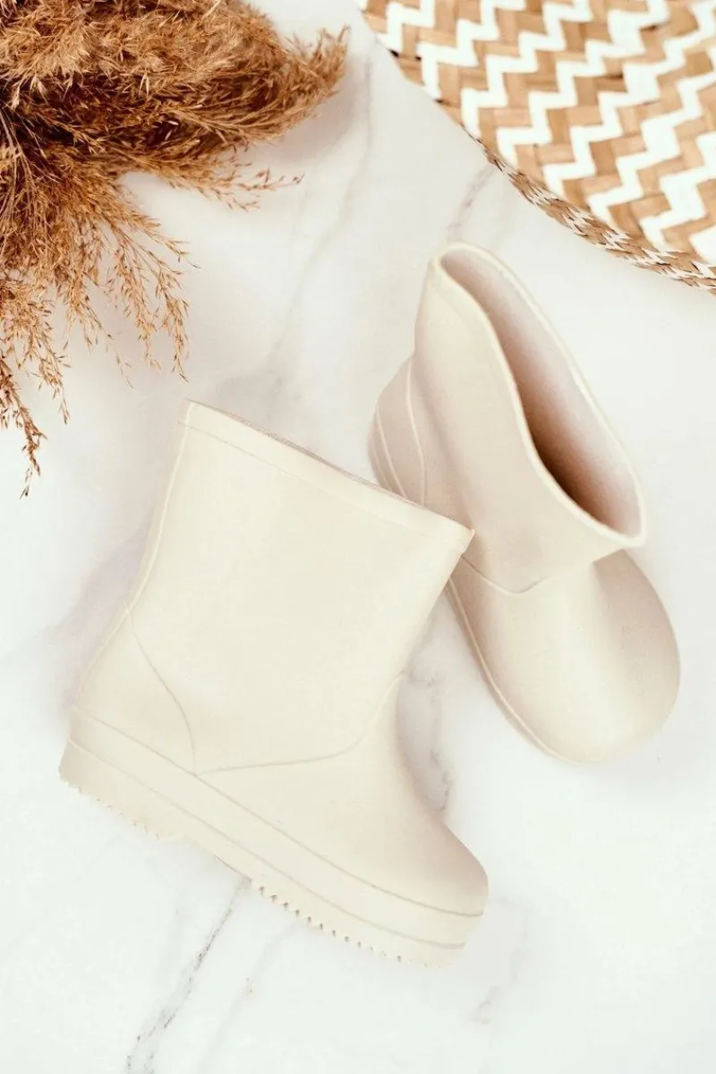 Best Dziecięce Gumowe Kalosze Beżowe Klasyczne Lullaby Dzieci Chłopięce|Dziewczęce