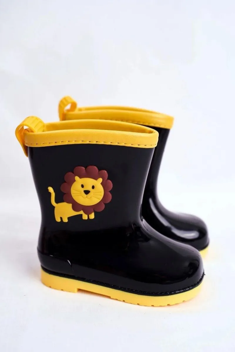 New Dziecięce Gumowe Kalosze Czarne Lew Dzieci Chłopięce|Dziewczęce