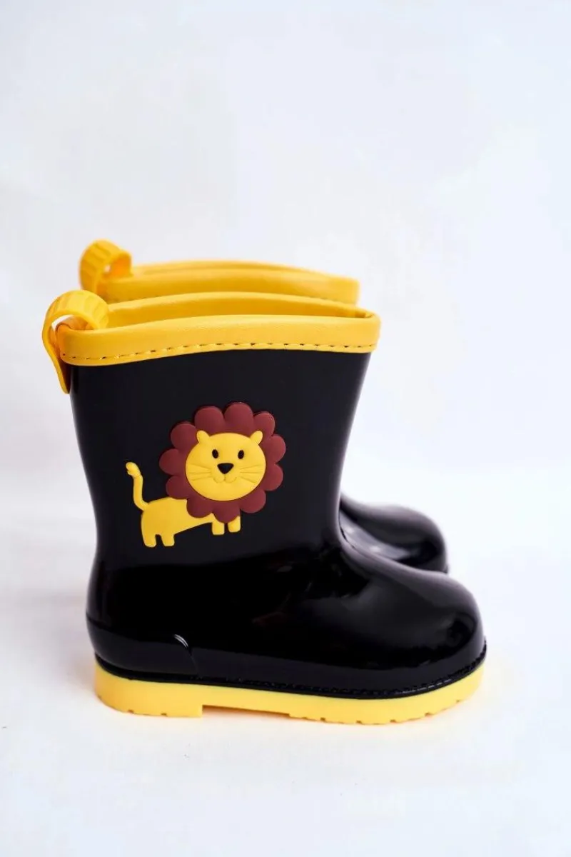 New Dziecięce Gumowe Kalosze Czarne Lew Dzieci Chłopięce|Dziewczęce