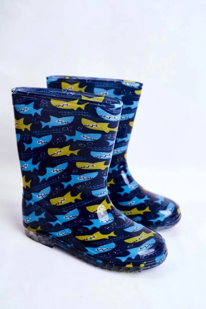 Chłopięce|Dziewczęce>Boto Dziecięce Gumowe Kalosze Granatowe Rekin