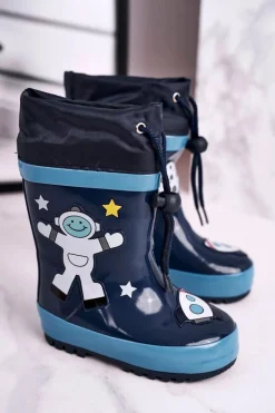 Hot Dziecięce Gumowe Kalosze Granatowe Kosmonauta Mordeso Dzieci Chłopięce|Dziewczęce