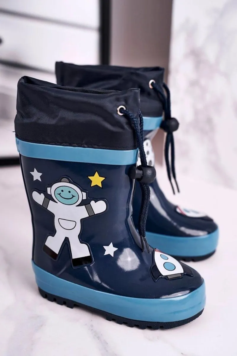 Hot Dziecięce Gumowe Kalosze Granatowe Kosmonauta Mordeso Dzieci Chłopięce|Dziewczęce