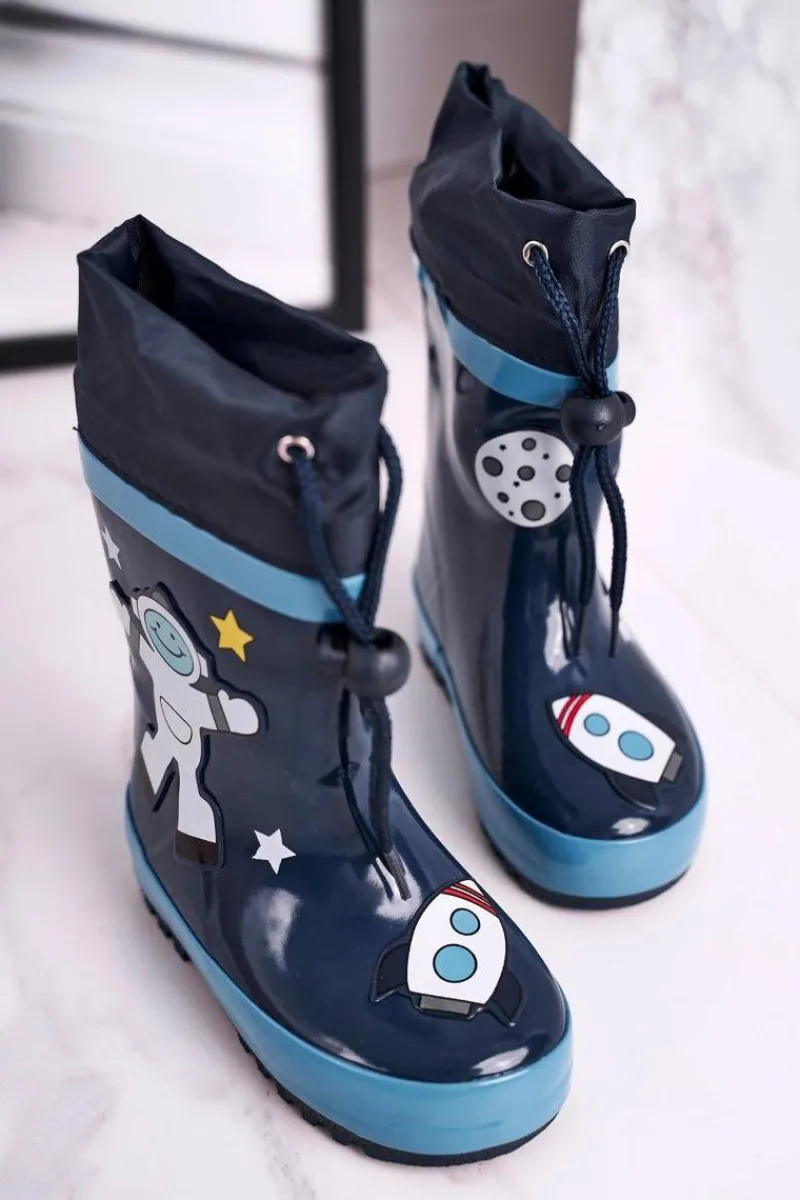 Hot Dziecięce Gumowe Kalosze Granatowe Kosmonauta Mordeso Dzieci Chłopięce|Dziewczęce