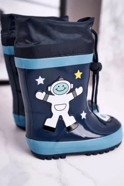 Hot Dziecięce Gumowe Kalosze Granatowe Kosmonauta Mordeso Dzieci Chłopięce|Dziewczęce