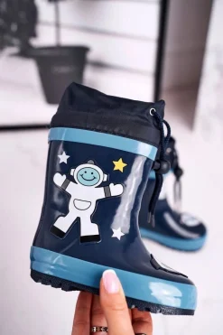 Hot Dziecięce Gumowe Kalosze Granatowe Kosmonauta Mordeso Dzieci Chłopięce|Dziewczęce