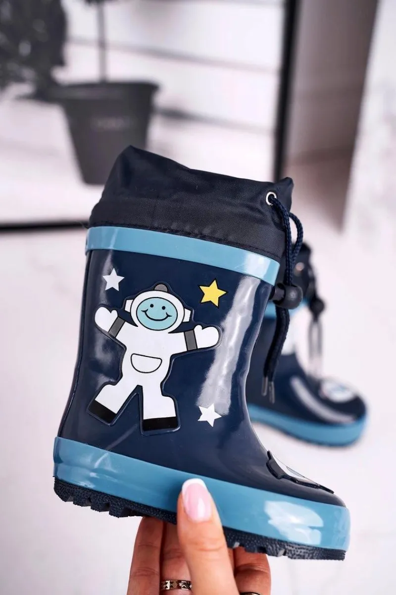 Hot Dziecięce Gumowe Kalosze Granatowe Kosmonauta Mordeso Dzieci Chłopięce|Dziewczęce