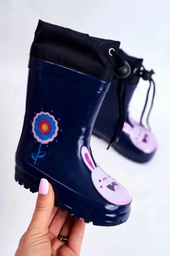 Outlet Boto Dziecięce Gumowe Kalosze Granatowe Królik Mordeso