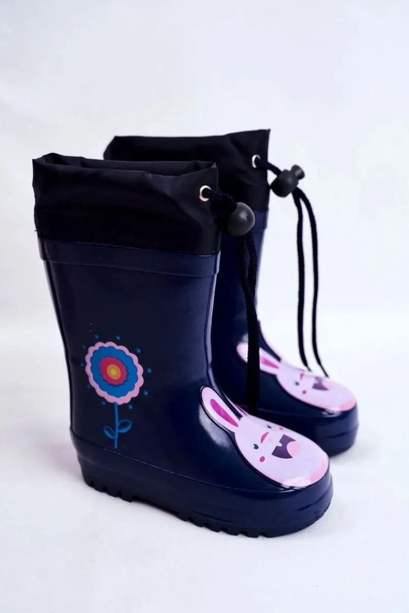 Outlet Boto Dziecięce Gumowe Kalosze Granatowe Królik Mordeso