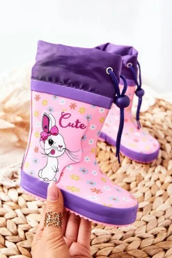 Chłopięce|Dziewczęce>Boto Dziecięce Gumowe Kalosze Różowe Królik Hekamna