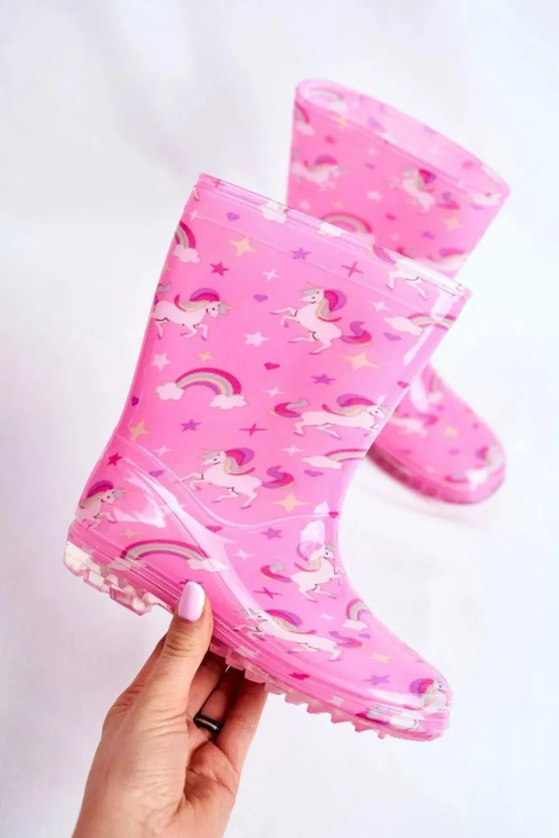 Dziewczęce>Boto Dziecięce Gumowe Kalosze Różowe Jednorożec