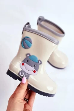 Outlet Boto Dziecięce Gumowe Kalosze Szare Hipo