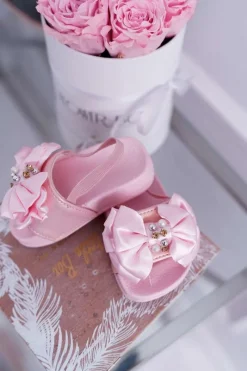 Clearance Boto Dziecięce Gumowe Klapki Z Kokardką Różowe Senari