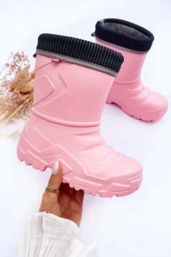 New Dziecięce Kalosze Ocieplane 162Y307 Różowe Dzieci Chłopięce|Dziewczęce