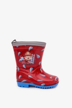 New Boto Dziecięce Kalosze Strażak Czerwone Breezly
