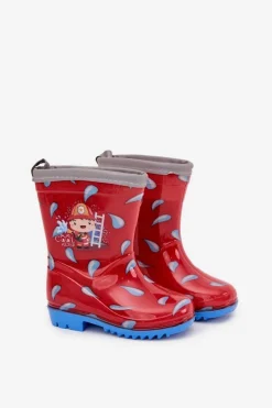 New Boto Dziecięce Kalosze Strażak Czerwone Breezly