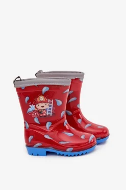 New Boto Dziecięce Kalosze Strażak Czerwone Breezly