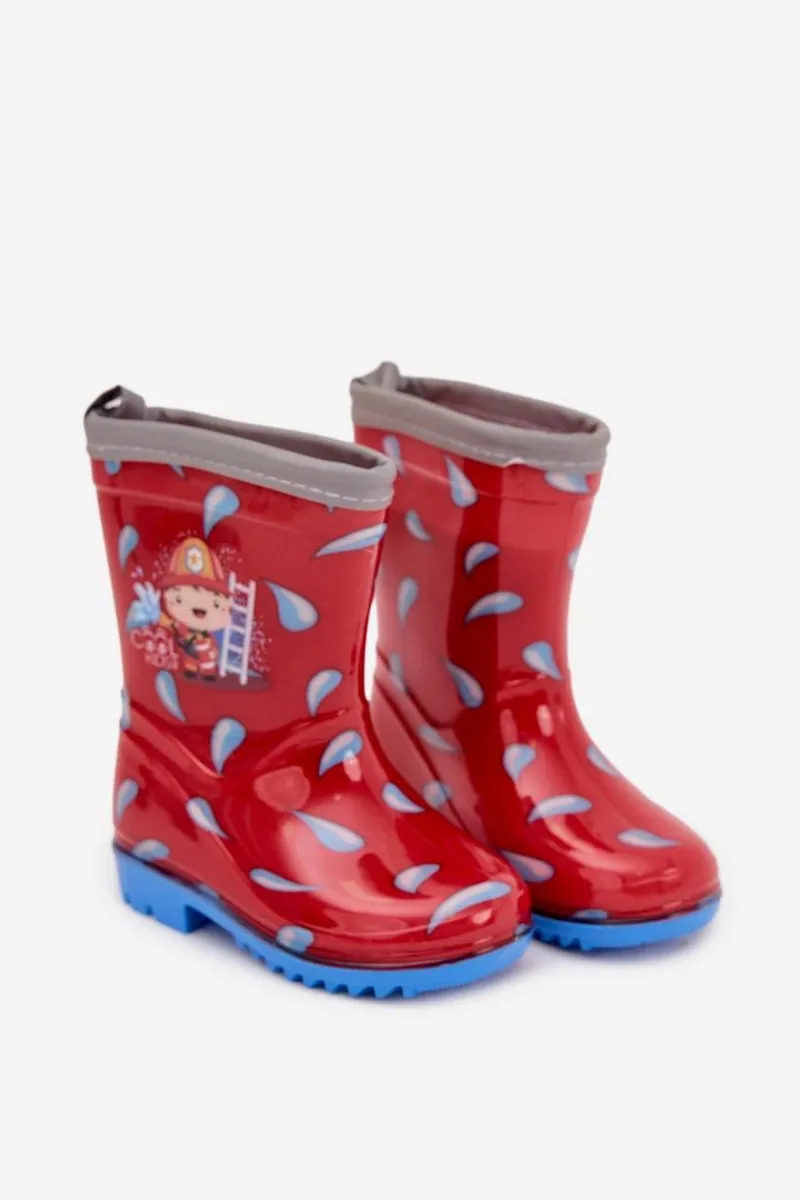 New Boto Dziecięce Kalosze Strażak Czerwone Breezly